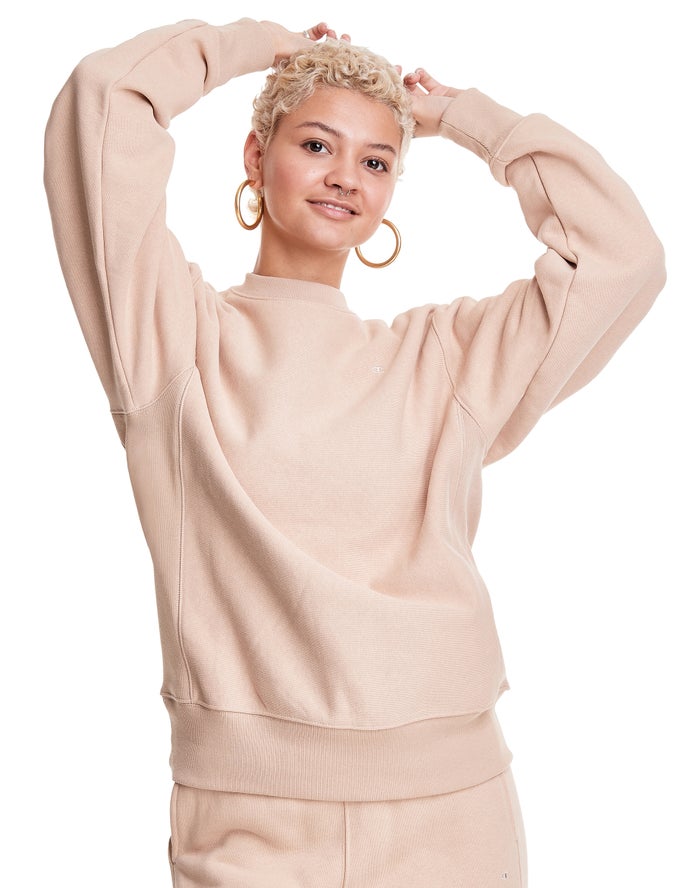 Champion Reverse Weave Boyfriend Crew Sweatshirt Dames - Beige - Belgie 4310EHRDJ